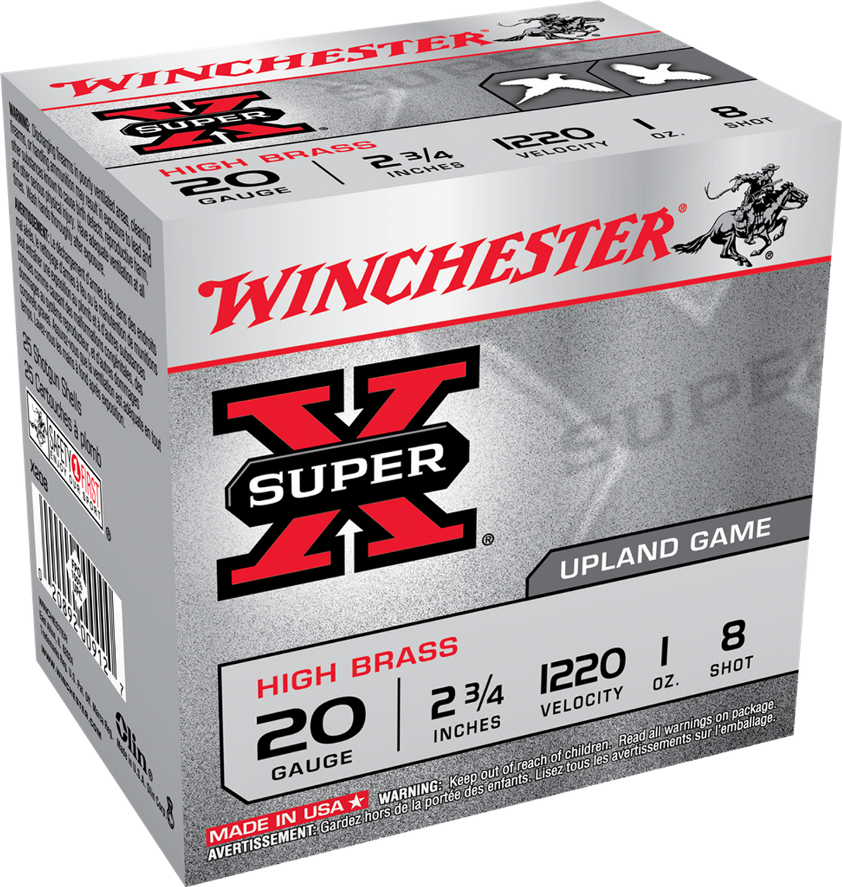 Winchester x208 High Brass 20GA 2 3/4 1220FPS 1oz #8 25RD Per Box